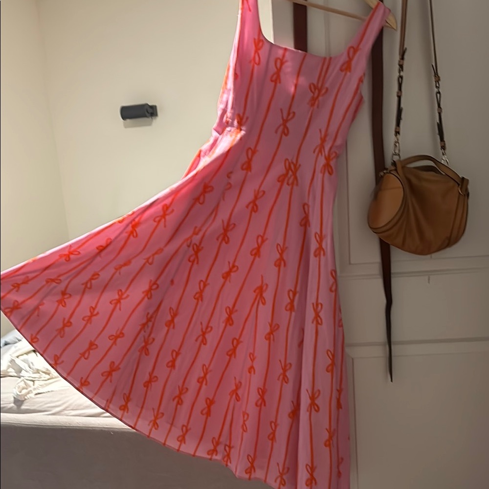 Mable, Pink and Orange Bow Patterned Dress size L